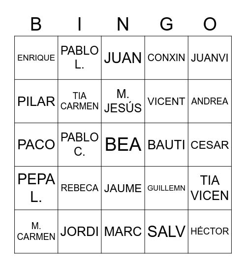 NOCHEBUENA Bingo Card