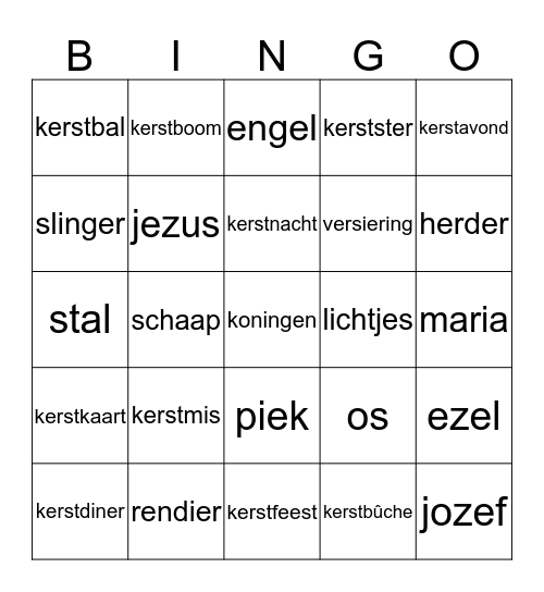 Kerstbingo ! Bingo Card