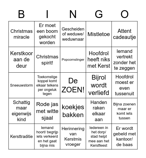 Kerstfilm Bingo! Bingo Card