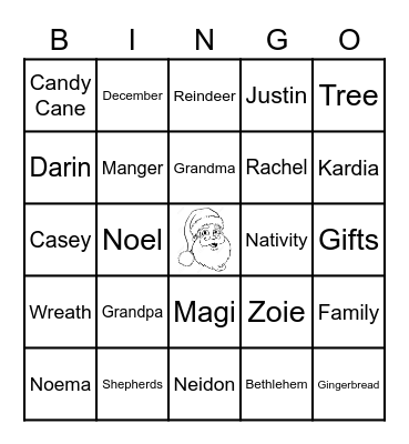 Kleeman Christmas Bingo Card