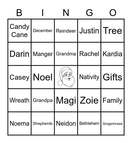 Kleeman Christmas Bingo Card