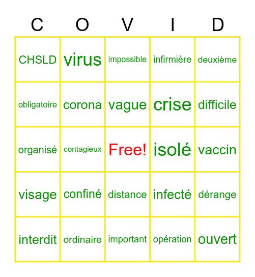 Bingo Noël 2020 Bingo Card