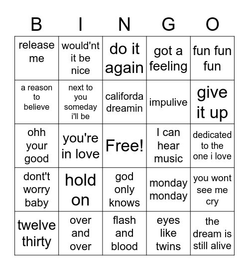 Willson phillps Bingo Card