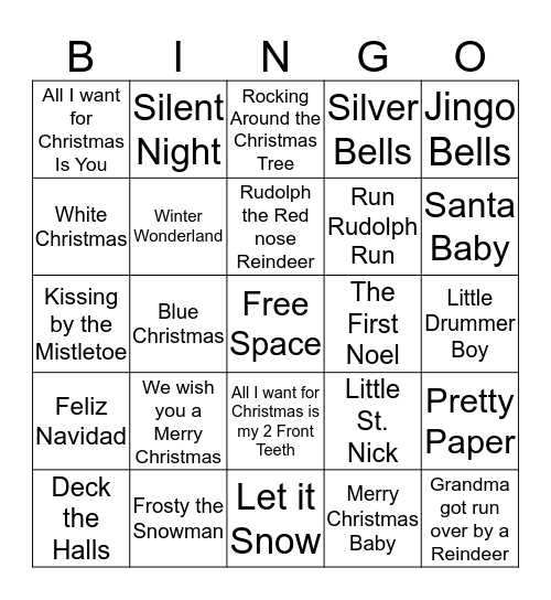 Holiday Bingo Card