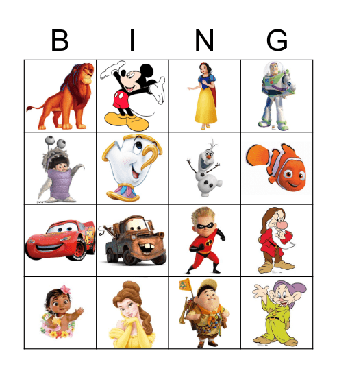 Disney 12/22 Bingo Card