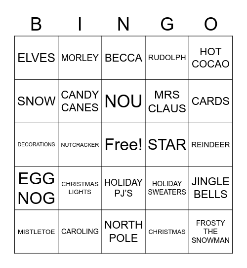 HO HO HOLIDAY BINGO Card