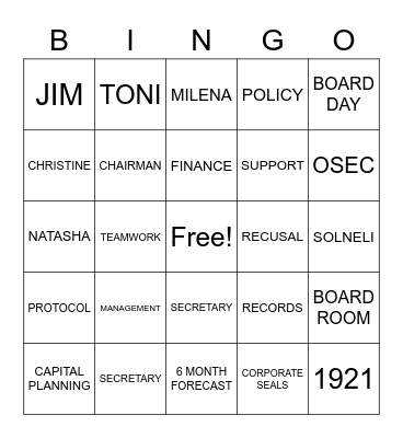OSEC Bingo Card