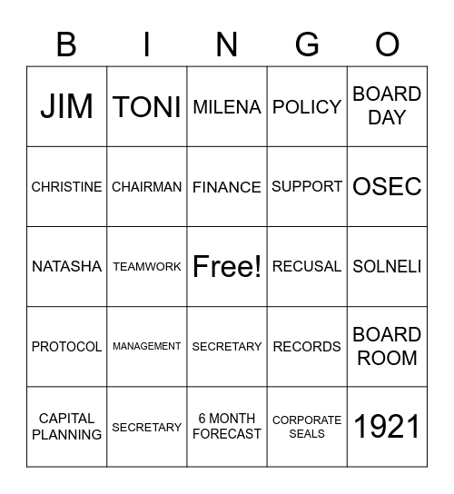OSEC Bingo Card
