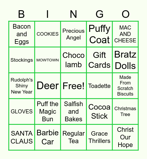 Charles Christmas Bingo Card