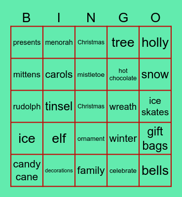 Holiday Bingo Card