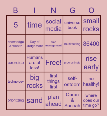 Ablalar Camp Bingo Card