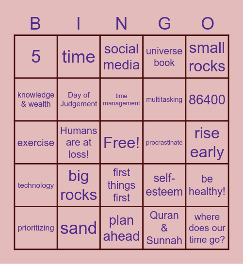 Ablalar Camp Bingo Card