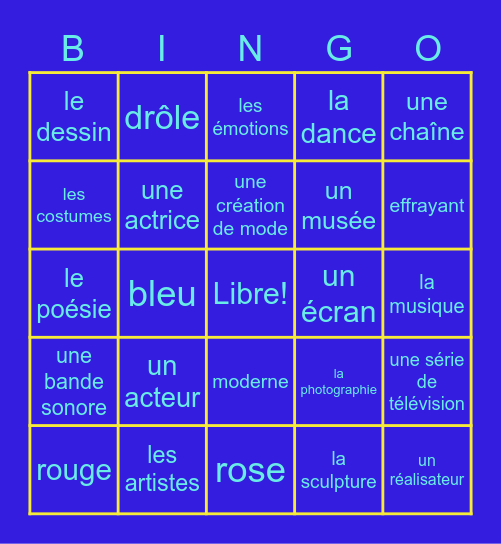Les Arts Géneraux Bingo Card