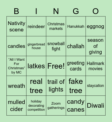 IEDC Virtual Holiday Party 2020 Bingo Card