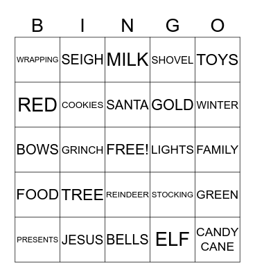 Christmas Bingo Card