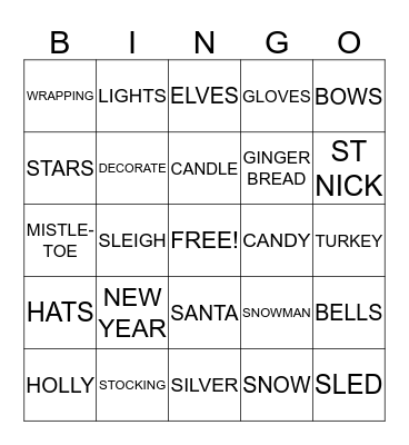 HOLIDAY  Bingo Card