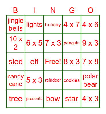 Holiday Bingo Card