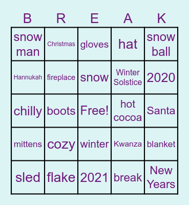 WINTER BINGO Card