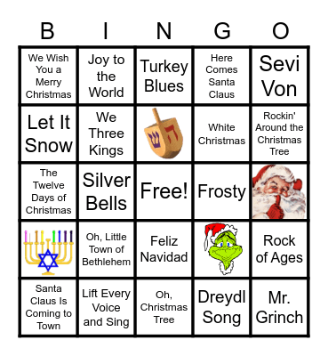 Holiday Songs Bingo Card