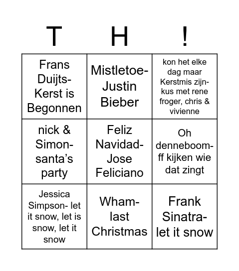 Categorie Kerst Bingo Card