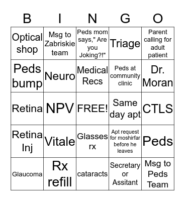 Phone call bingo Card