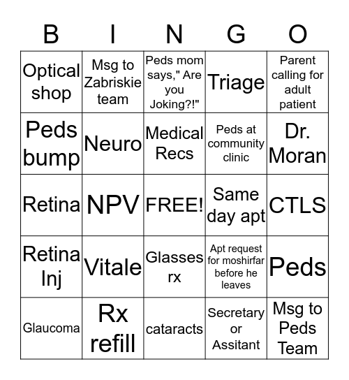 Phone call bingo Card