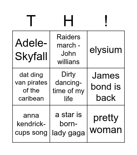 Categorie Film Bingo Card