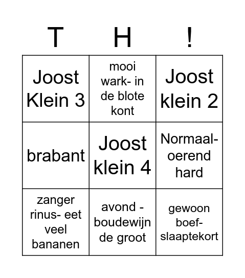 Categorie Nederlandstalig Bingo Card