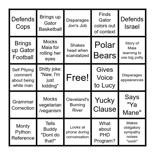 tad bingo Card