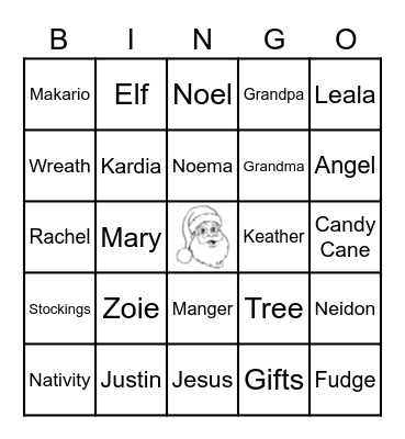 Kleeman Christmas Bingo Card