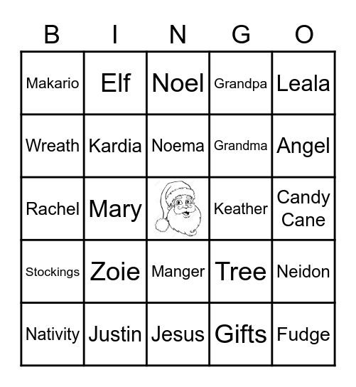 Kleeman Christmas Bingo Card