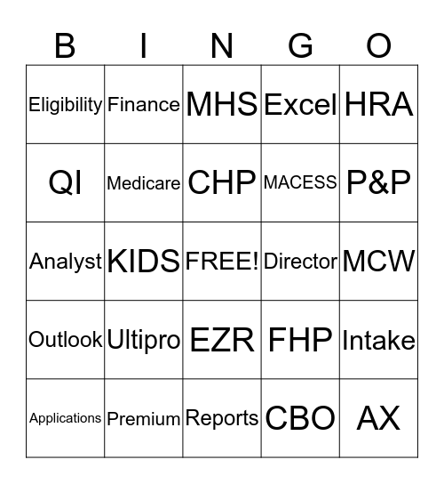 Enrollment/Billing Appreciation  Bingo Card