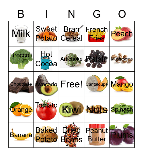 High Potassium Bingo Card