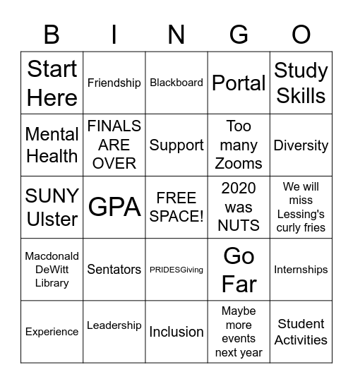 SGO Bingo Card