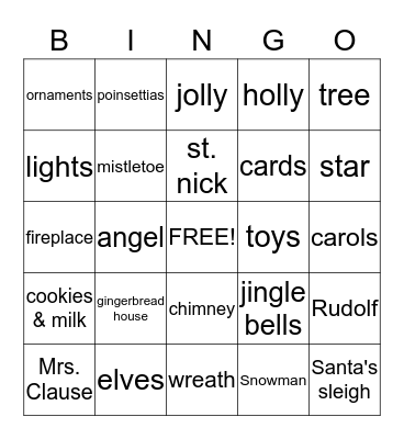 Clubhouse Christmas BINGO Card
