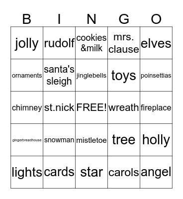 clubhouse christmas BINGO Card