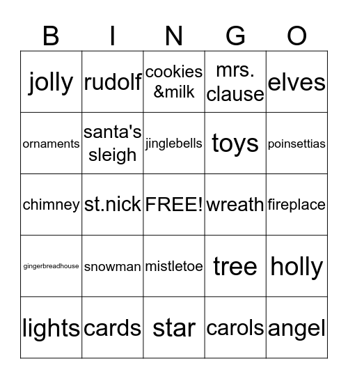 clubhouse christmas BINGO Card
