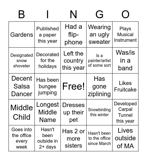 Getz Lab Bingo Card