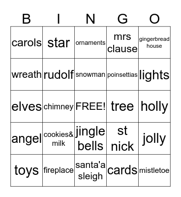 clubhouse christmas BINGO Card