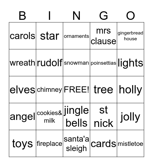 clubhouse christmas BINGO Card