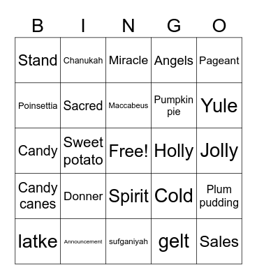 Christmaskah Bingo Card