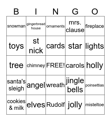 clubhouse christmas BINGO Card