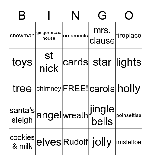 clubhouse christmas BINGO Card