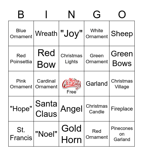 Christmas Decor Scavenger Hunt Bingo Card