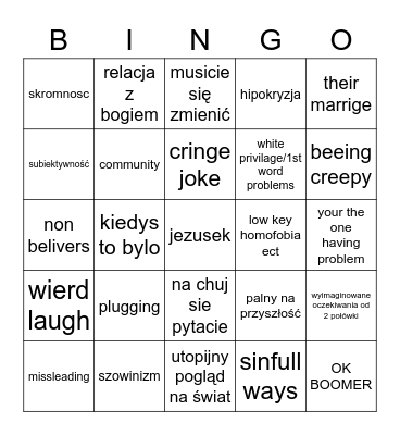 Girl Defined Bingo Card