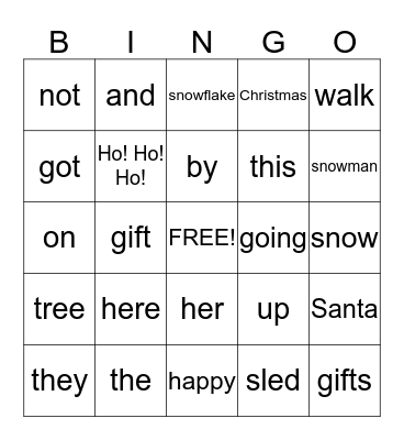 Merry Christmas, Eryn, Luke, and Saul - 2014 Bingo Card