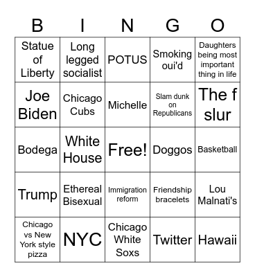 Obama Book Bingo Card
