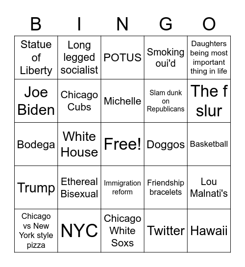 Obama Book Bingo Card