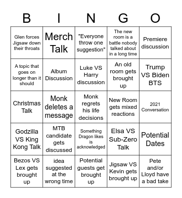 December Session Bingo Card