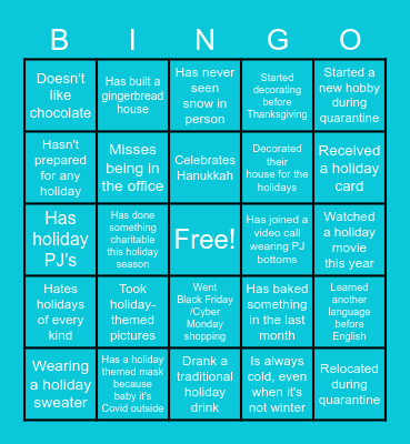 Rad AI Holiday Bingo Card